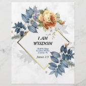 Ich bin Weisheit Gedicht Linen Papier Blumendesign (Rückseite)