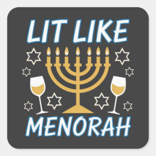 Ich bin wie Menorah Chanukka jüdische Menorah Feie Quadratischer Aufkleber