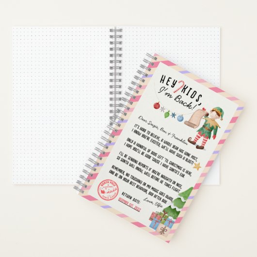 Ich bin wieder da! Weihnachts-Elf-Rücksendeprotoko Notizblock (Innen)