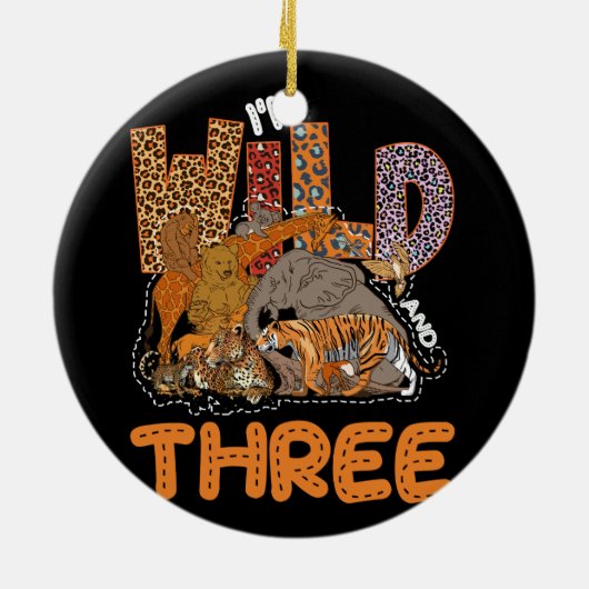 Ich bin Wild und drei Wildtier Safari Jungle Z Keramik Ornament (Hinten)