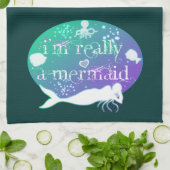 Ich bin wirklich eine Meerjungfrau Küchentuch (Gefaltet)