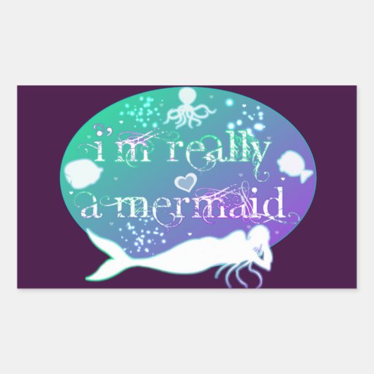 Ich bin wirklich eine Meerjungfrau Rechteckiger Aufkleber (Vorderseite)