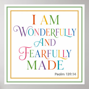 Ich bin wunderbar und furchtbar gemacht Psalm 139, Poster