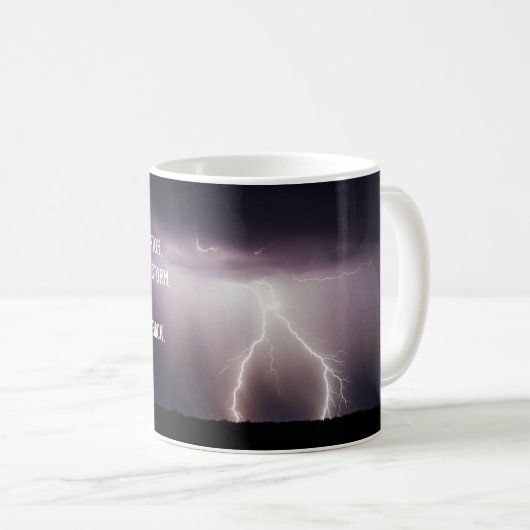 "Ich bin Zitat des Sturms" und Blitzsturm Kaffeetasse (VorderseiteRechts)