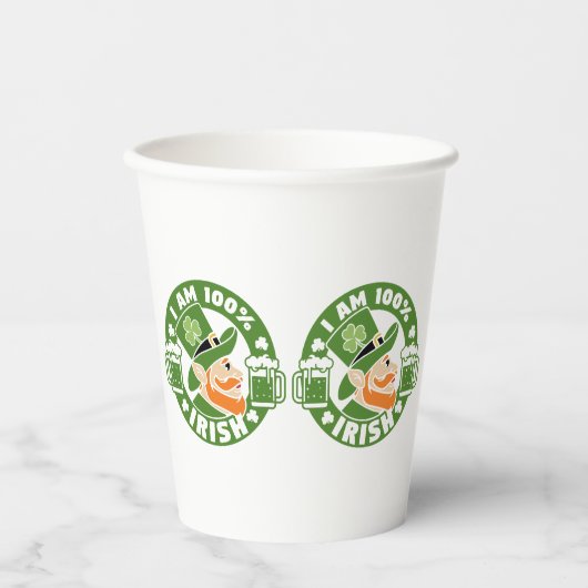 Ich bin zu 100 % irisch pappbecher (Vorderseite)