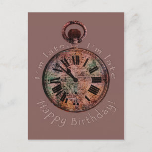 Ich bin zu spät, ich bin spät Geburtstagskarte Postkarte