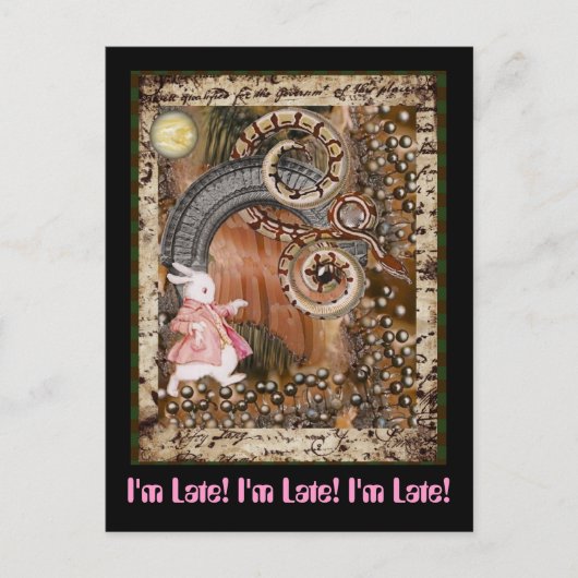 Ich bin zu spät! Ich bin zu spät! Ich bin zu spät! Postkarte (Vorderseite)