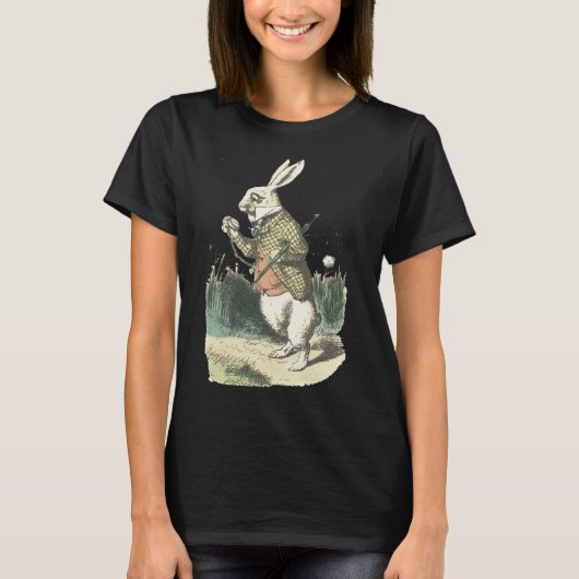 Ich bin zu spät!Weißes Kaninchen der Alice im Wund T-Shirt (Vorderseite)