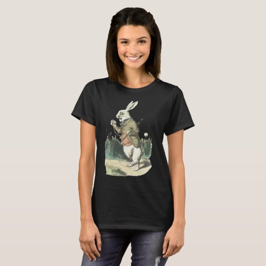 Ich bin zu spät!Weißes Kaninchen der Alice im Wund T-Shirt (Vorne ganz)