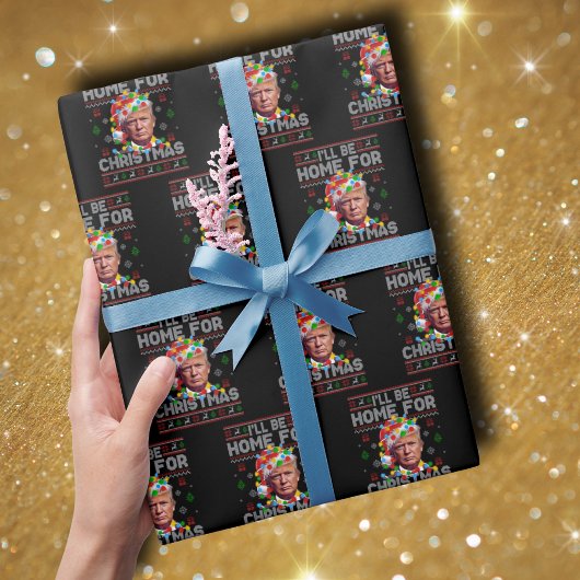 Ich bin zu Weihnachten Zuhause | Funny Santa Trump Geschenkpapier