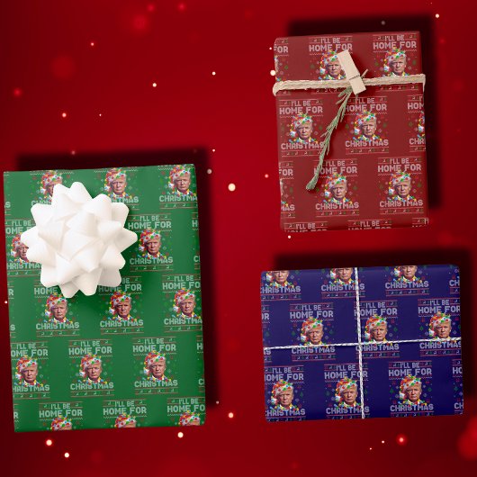 Ich bin zu Weihnachten Zuhause | Funny Santa Trump Geschenkpapier Set