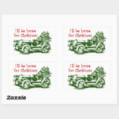 Ich bin zu Weihnachten Zuhause Rechteckiger Aufkleber (Blatt)