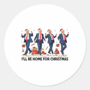 Ich bin Zuhause für Weihnachten Funny Trump Santa Runder Aufkleber