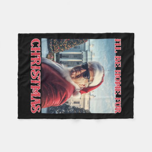 Ich bin Zuhause zu Weihnachten Trump Santa Selfie  Fleecedecke (Vorderseite (Horizontal))
