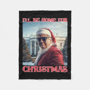 Ich bin Zuhause zu Weihnachten Trump Santa Selfie Fleecedecke