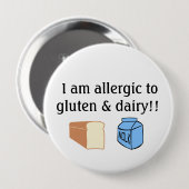 Ich bin zum Gluten und zur Molkerei allergisch Button (Vorne & Hinten)