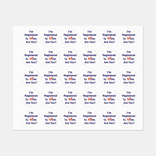Ich bin zur Abstimmung 2026 registriert Etiketten (Blatt)