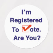 Ich bin zur Abstimmung 2026 registriert Etiketten (Design 2)