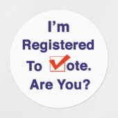 Ich bin zur Abstimmung 2026 registriert Etiketten (Design 1)