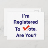 Ich bin zur Abstimmung 2026 registriert Postkarte (Vorne/Hinten)