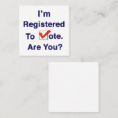 Ich bin zur Abstimmung 2026 registriert Quadratische Visitenkarte (Vorne/Hinten)