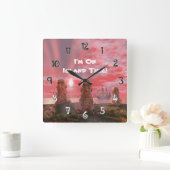 Ich bin zur Inselzeit am Sonnenuntergang zur Wall- Quadratische Wanduhr (Zuhause)
