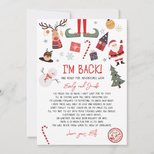 Ich bin zurück Elf Ankunft Brief Elf Rückkehr Weih Einladung (Vorderseite)