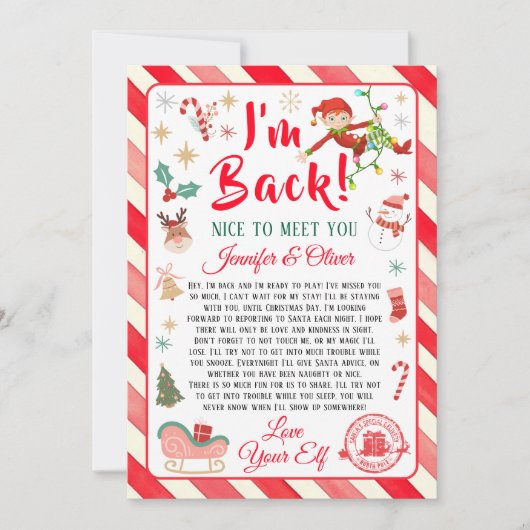 Ich bin zurück Elf Ankunft Brief Rückgabe Elf Weih Einladung (Vorderseite)