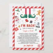 Ich bin zurück Elf Weihnachts Anreisekarte Einladung (Vorderseite)
