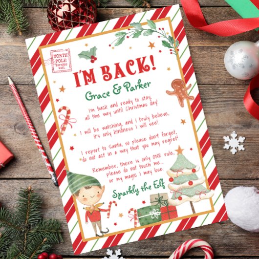 Ich bin zurück Elf Willkommen Hallo Weihnachten El