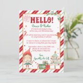 Ich bin zurück Weihnachts Elf Mädchen personalize  Einladung (Stehend Vorderseite)