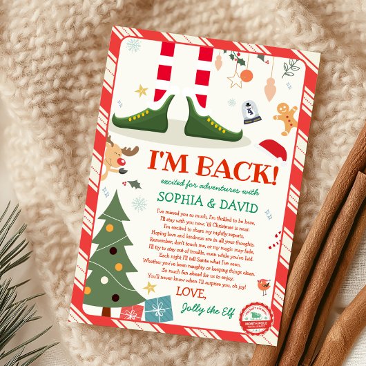 Ich bin zurück Weihnachts-Elf-Rückholbrief-Karte Einladung