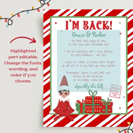 Ich bin zurück Willkommen zurück Weihnachts-Elf-Br Poster