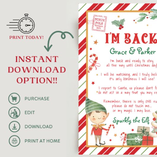 Ich bin zurück Willkommen zurück Weihnachts-Elf-Br Poster