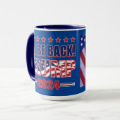 Ich bin zurück zu Trump 2024 Tasse (Vorderseite Links)