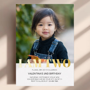 Ich bin zwei Fotos Moderne einfach Minimalistische Folieneinladung