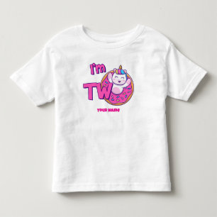 Ich bin Zwei Geburtstags-Einhorn-Donut Kleinkind T-shirt
