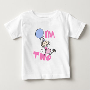 Ich bin Zwei-Strichmännchen-Girl-Geburtstags-T - S Baby T-shirt