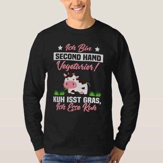 Ich bin zweite Hand vegetarische Kuh isst Gras Ich T-Shirt (Vorderseite)