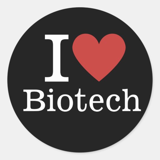 Ich ❤️ Biotechnologie für Studenten/Fakultät CUSTO Runder Aufkleber (Vorderseite)