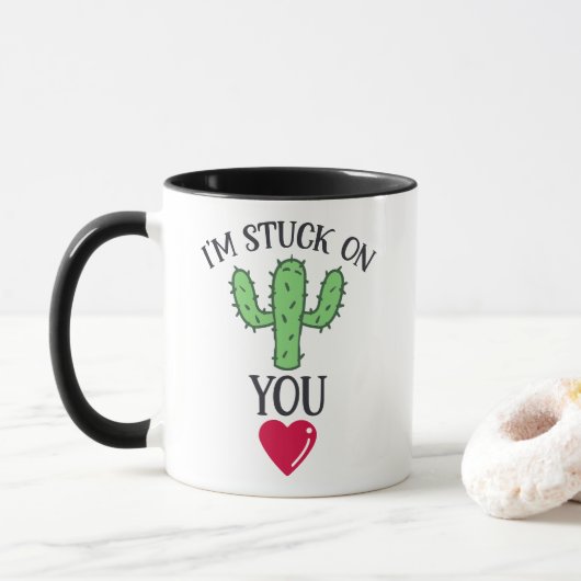 "Ich bleibe bei dir" Cactus Zitat Tasse (Mit Donut)