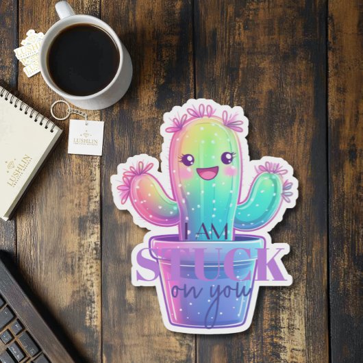 Ich bleibe bei dir, Niedliches sukkulentes Design Aufkleber