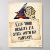 Ich bleibe bei meinem Fantasy Gaming Quotes Poster (Vorne)