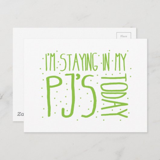 Ich bleibe heute in meinem PJ Postkarte (Vorne/Hinten)