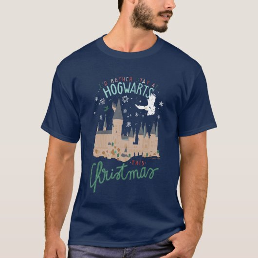 Ich Bleibe lieber zu Weihnachten auf Hogwarts T-Shirt (Vorderseite)