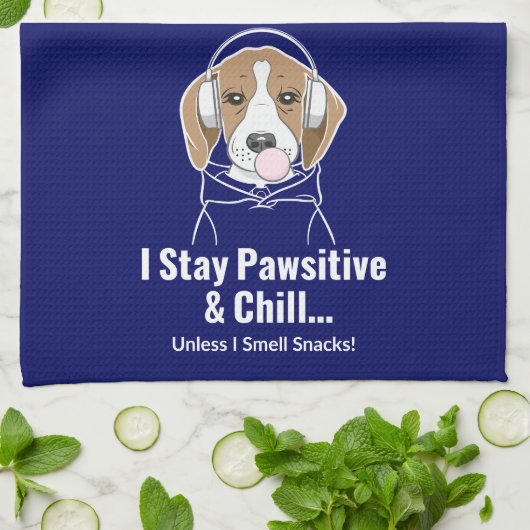 Ich Bleibe Pawsitive und Chill Beagle Funny Dog Geschirrtuch (Gefaltet)