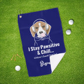 Ich Bleibe Pawsitive und Chill Hund Funny Beagle Golfhandtuch