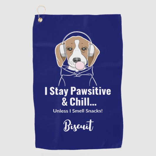 Ich Bleibe Pawsitive und Chill Hund Funny Beagle Golfhandtuch (Vorderseite)