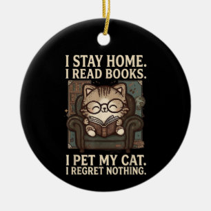 Ich bleibe zu Hause Ich lese Bücher Ich streichle  Keramik Ornament