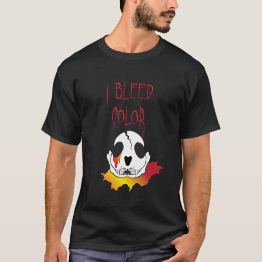 Ich blute Farbschädel-Entwurf T-Shirt (Vorderseite)